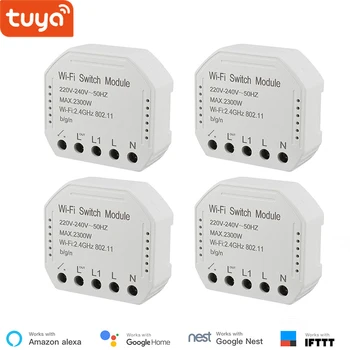 

Wholesale 4 pieces Tuya smart WiFi switch module turn your old switch into smart , compatible with alexa , google home ,IFTTT