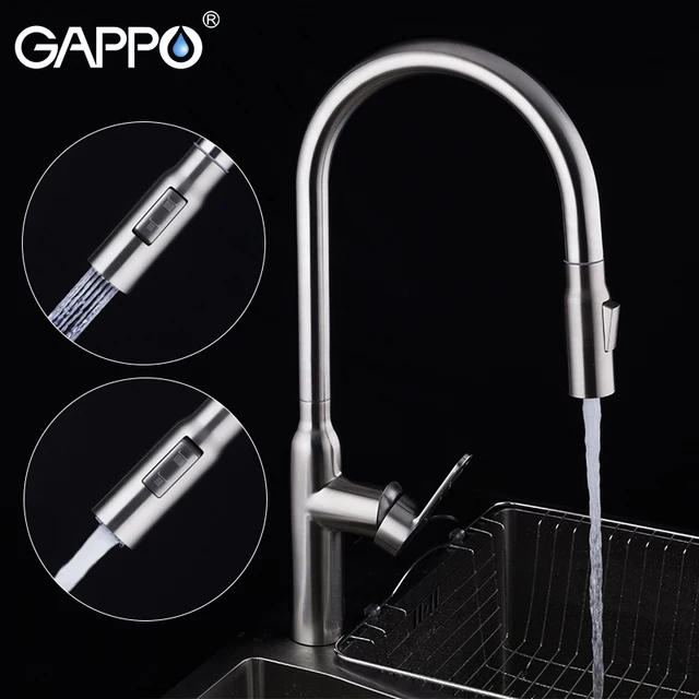 Cheap GAPPO pull out kitchen faucet stainless steel kitchen faucet with sprayer water crane kitchen tap mixer                         