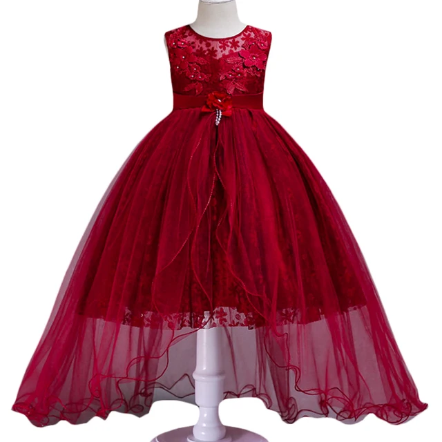 New Year High Quality Floral Lace Hollow Baby Girls Evening Prom
