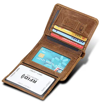 

2018 New RFID Luxury Trifold Designer Card Holder Real Cow Genuine Leather Wallet Men Male Coin Purse Small Mini Money Short Bag