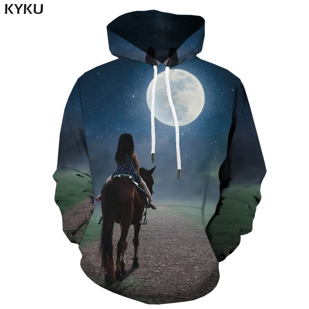 KYKU Brand Astronaut Sweatshirts men Galaxy Hooded Casual Space Hoody Anime Earth Hoodes 3d Nebula Hoodie Print undefined