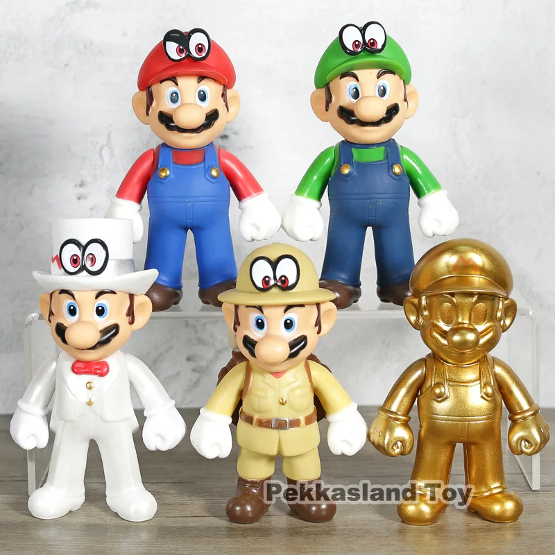 Super Mario Bros Odyssey Cappy Марио Луиджи золото Марио Свадьба Жених 12 см ПВХ Модель игрушки