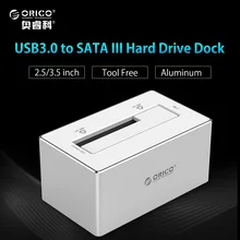 ORICO 6818US3-SV Aluminum 2.5″/3.5″ USB 3.0 SATA3.0 HDD Docking Station for Macbook-Silver(Not including HDD)