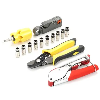 

5-Piece Suit Hand Compression Crimping Tool Crushing Clamp With Wire Stripping Plier 10Pcs Clamping Connector Extrusion Kits