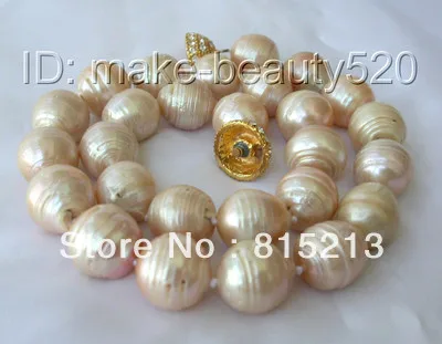 

N488 stunning big 16mm baroque pink keshi reborn freshwater pearl necklace % Discount AAA