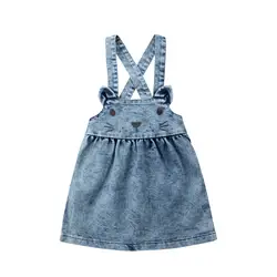Модная одежда для девочек платье принцессы милый кролик комбинезоны без рукавов деним Одежда голубого цвета на возраст 1–5 лет