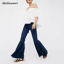 Длинные расклешенные брюки классные мягкие средней талии легкие Промытые обычные новые осенние женские джинсы женские