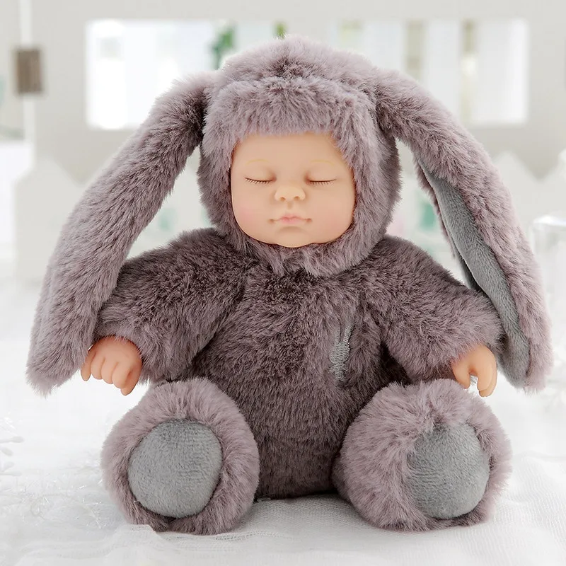 Спящая Детская плюшевая мягкая игрушка детская игрушка для новорожденных дети длу улучшения сна кукла милый ПВХ Лицо мальчик девочка подарок на день рождения для детей - Цвет: Grey