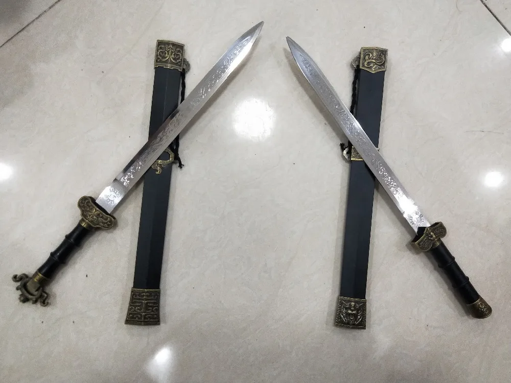 

43CM Stainless steel Craft Sword, Male and female double Pocket Sword, Cosplay Prop gift for Kids (No cutting edge)