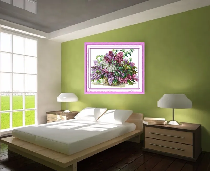 Sale Joy Sunday cross stitch kits Lilac DMC 14CT 11CT cotton fabric livingroom hotel restaurant shop deco painting factory wholesale 1