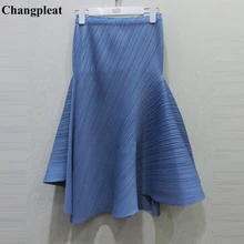 Changpleat осень художественный дизайн женская юбка Miyak плиссированные однотонный комплект с эластичной резинкой на талии, нерегулярные Хай-стрит женские юбки прилив S90