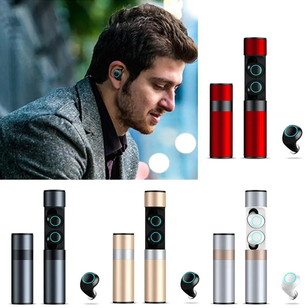

Mini TWS Portable Wireless Earphone Bluetooth 5.0 Binaural Stereo In-Ear Wireless Earphone Waterproof with Charging Box Red
