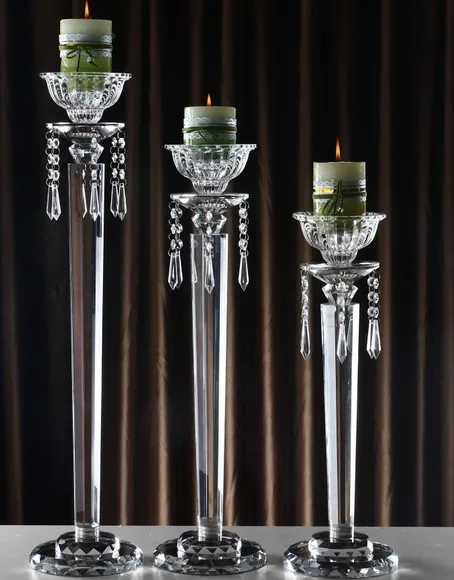 

Free Shipping 3pcs/set Crystal Candle Holder with Bowl 50cm 60cm 70cm Tall Wedding Decoration