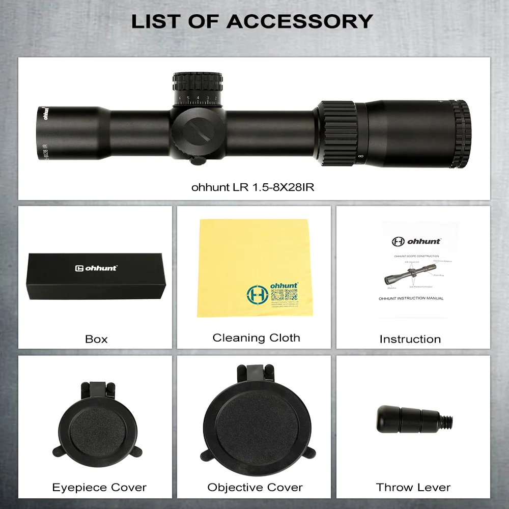 Ohhunt LR 1,5-8X28 IR Hunitng Riflescope Mil Dot стекло травленая сетка тактические оптические прицелы револьверный Сброс блокировки для прицела