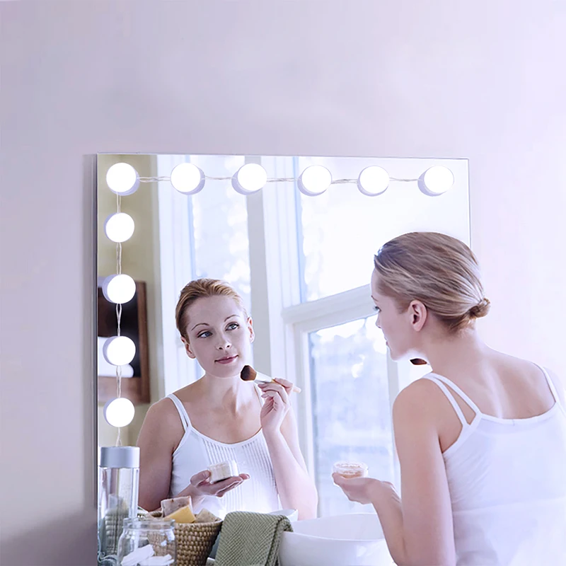 

10 Bulb Hollywood Led Makeup Mirror Light Vanity Makeup Mirror Light 3 Colors Brightness Adjustable Make up Cosmetic Mirrors