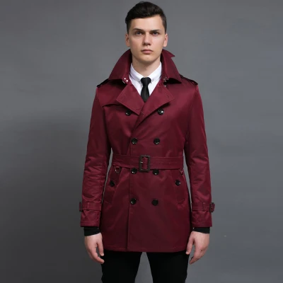 CHAOJUE Пальто Тренч для мужчин европейский бренд мода средней длины Белый Тренч мужской Тонкий Повседневный Бизнес бушлат красное пальто - Цвет: Красный