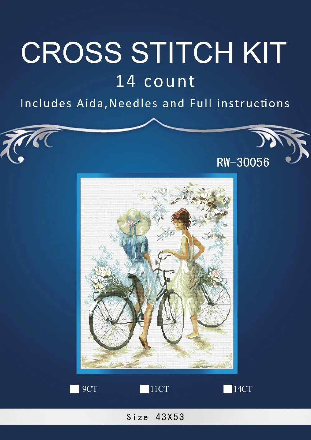 oneroom quality Counted Cross Stitch Kit Girls on Bicycle Bike Lanarte 337 Twee meisjes met twee