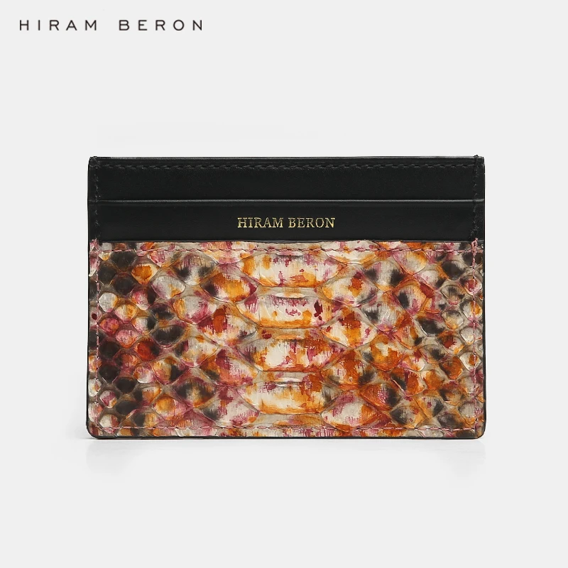 Hiram Beron CUSTOM NAME FREE Luxury Fashion credit card wallet Python Skin leather card case gift box Hiram Beron CUSTOM NAME FREE Luxury Fashion credit card wallet Python Skin leather card case gift box