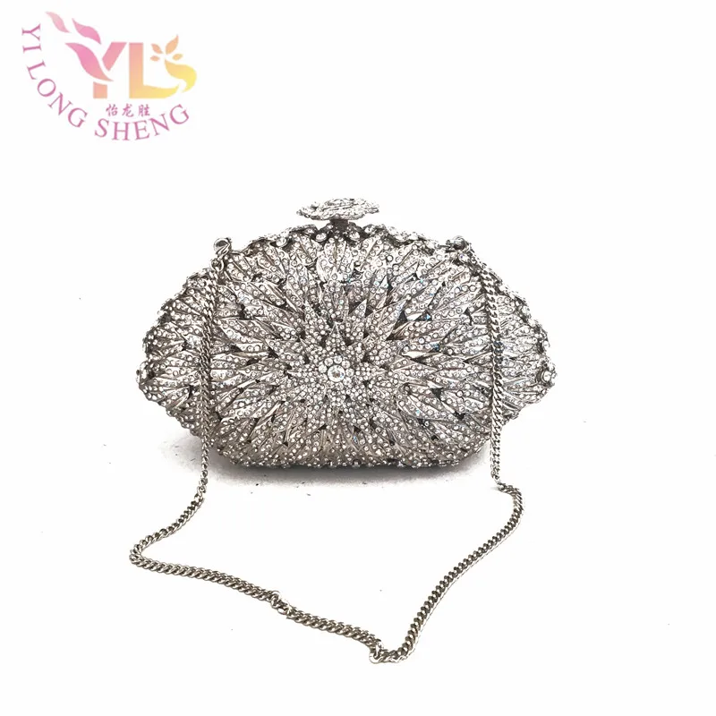 Silver Small Crystal Evening Purses Evening Bags Clutch Stones Crystal