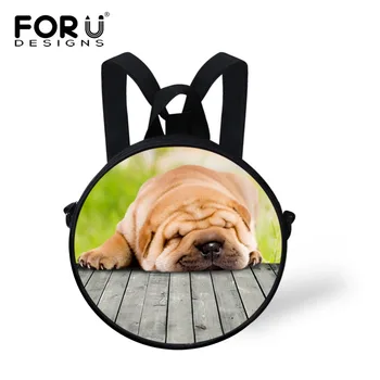 

FORUDESIGNS Mini New Style Girls School Bags Animal Printing Round Schoolbags for Children Baby Kindergarten Bookbag Mochilas