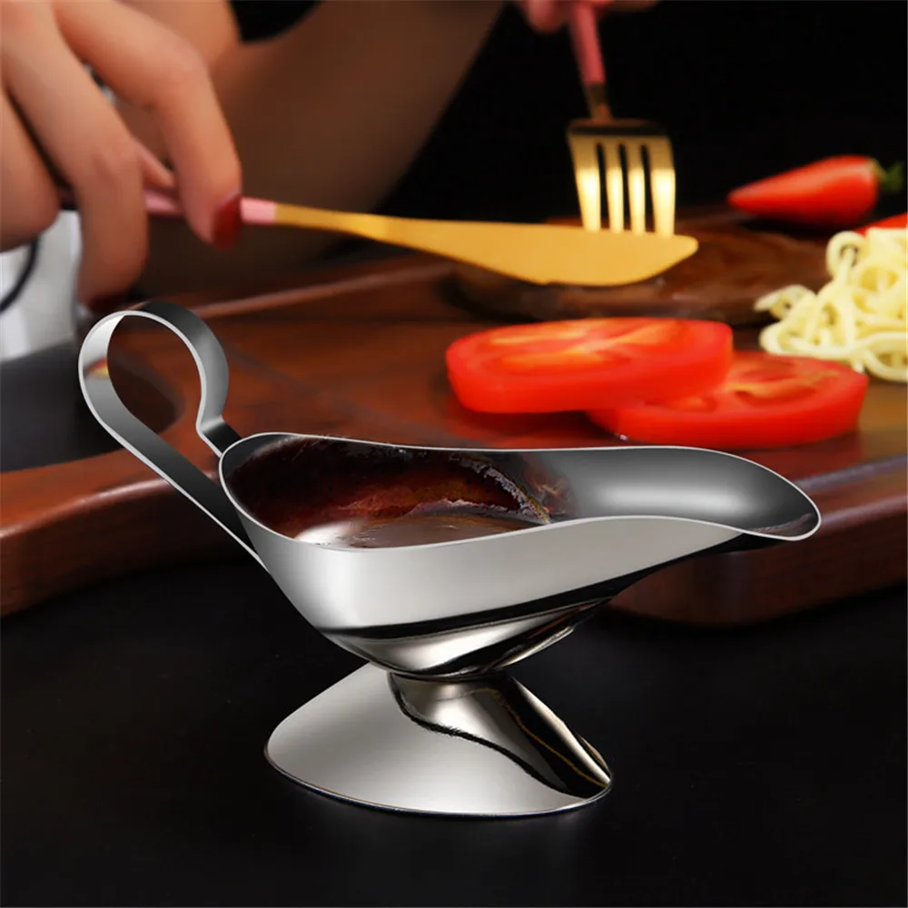 

Gravy Boats Stainless Steel Beefsteak Gravy Sauce Boat Container Plate Tableware