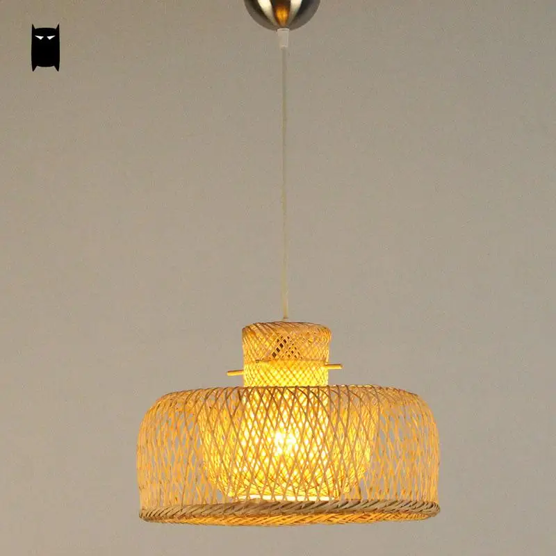 Bamboo Wicker ротанга Miss Hat абажур подвесной светильник японский Азиатский деревенский