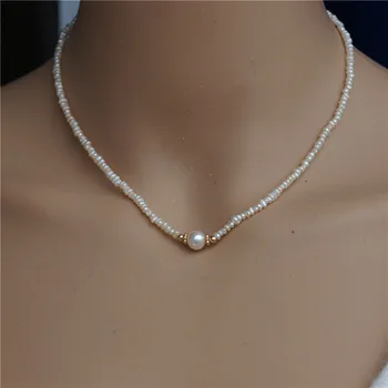 

Natural Freshwater Pearl Necklace Women Mini Baroque Pendant Clavicle
