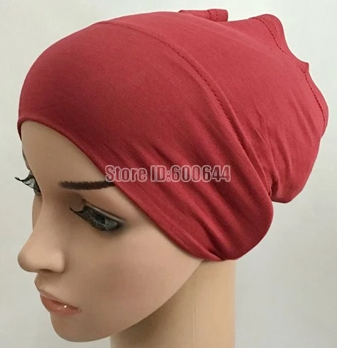Модный модальный хлопок мусульманский внутренний хиджаб трубчатые колпачки исламские шарфики шапки 11 цветов доступны - Цвет: Dark Red