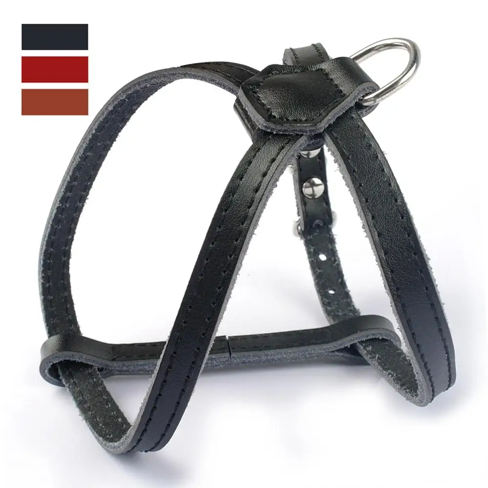 

3/8" Wide Adjustable Real Leather Dog Pet Harness for Small Puppy Pets Cats Dogs