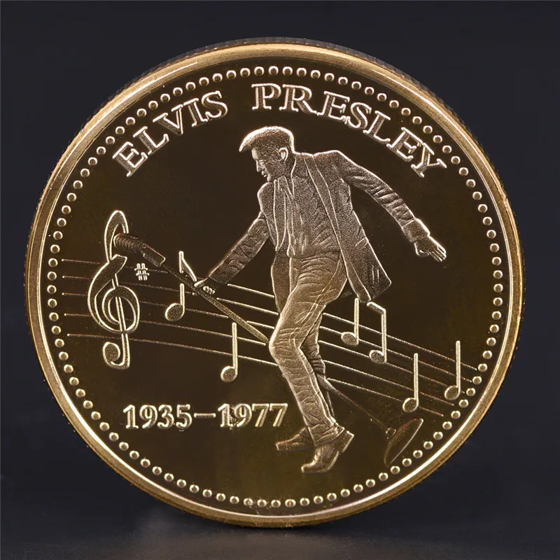 Памятная монета Elvis Presley 1 шт. 1935 2007 Золотая памятная в подарок королю Н рока Прямая