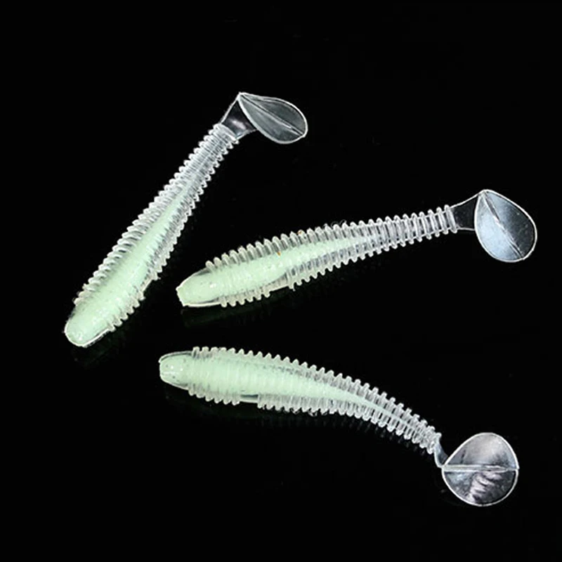 

5pcs/Pack Luminous T tail Soft Fishing Lure 7.5cm Silicone Soft Worm Fishing Lure Bait Carp Fishing Tackle