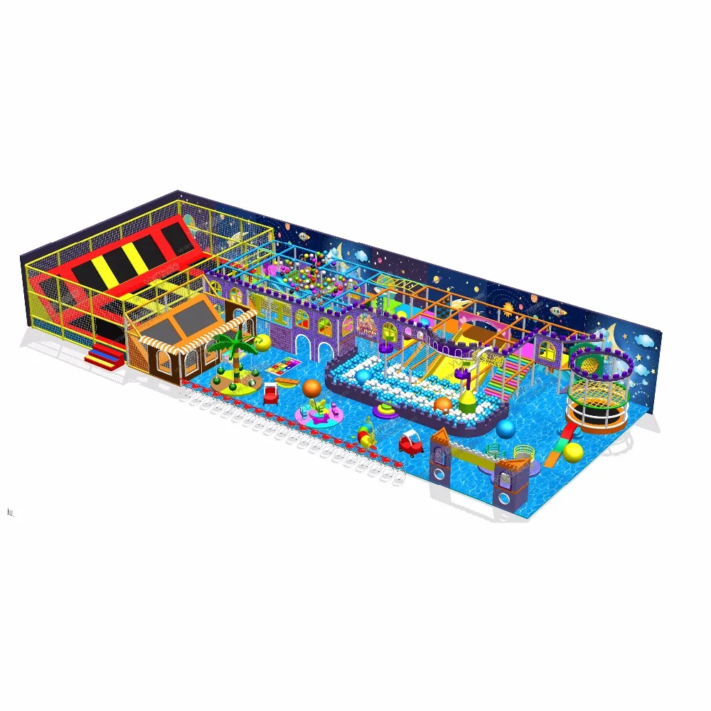 

customized made kids indoor playground Paradise professional designing trampoline park center ball pool climbing YLW-IN190327