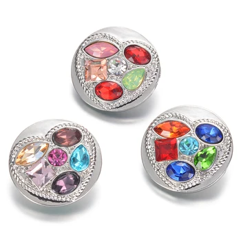 

10pcs/lot wholesale New rhinestone flower 18mm snap button snaps jewelry fit for snap button bracelets&bangles Vn-2032*10
