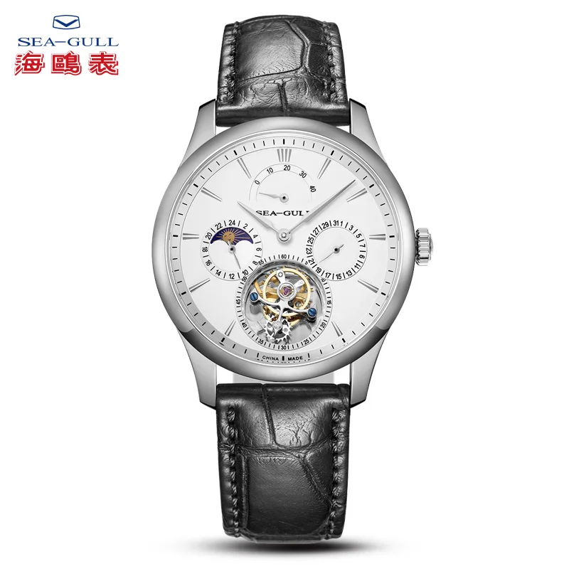 Подлинные часы Seagull Tourbillon, запас мощности, день и ночь, индикатор, механические мужские часы 818,937