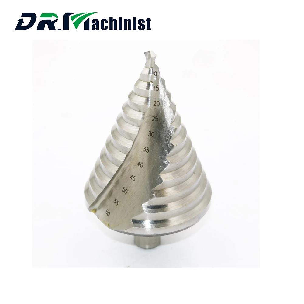 

6-60mm HSS Step Drill Bit 12 Steps Bit Shank 13mm Spiral Groove Step Drill Hole Cutter Multifunctional step drill