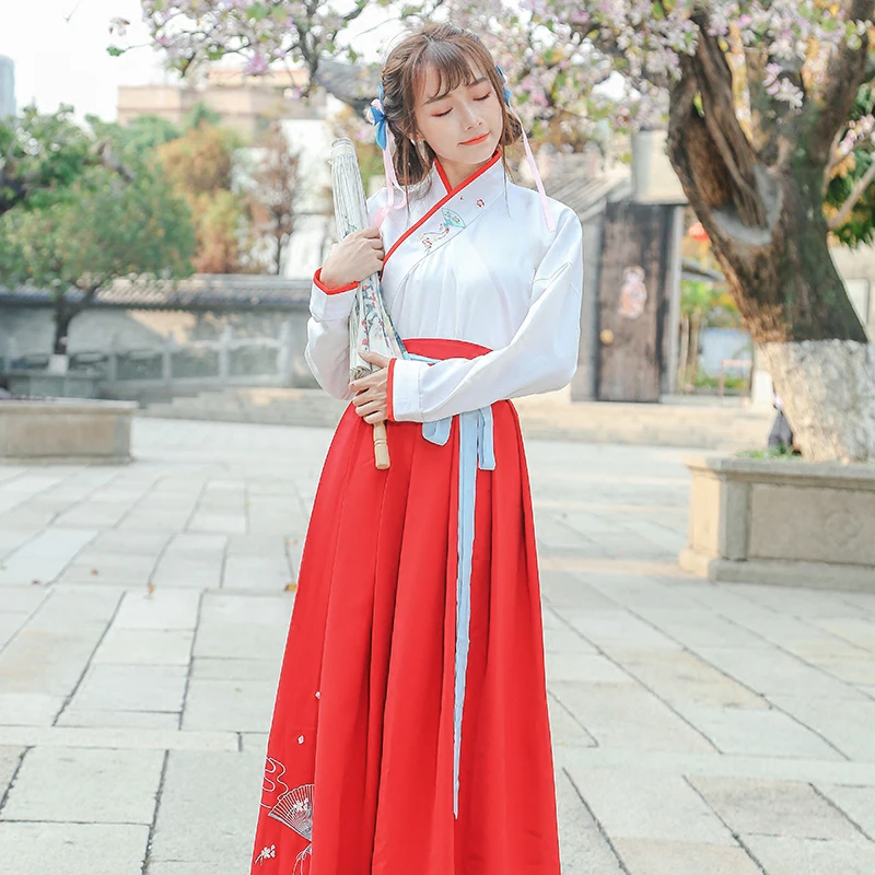 Китайский стиль Hanfu одежда для женщин традиционный фехтовальщик платье для выступлений на сцене Китайский народный танец костюм леди Тан Униформа Cospaly ткань - Цвет: 2 pcs design 5