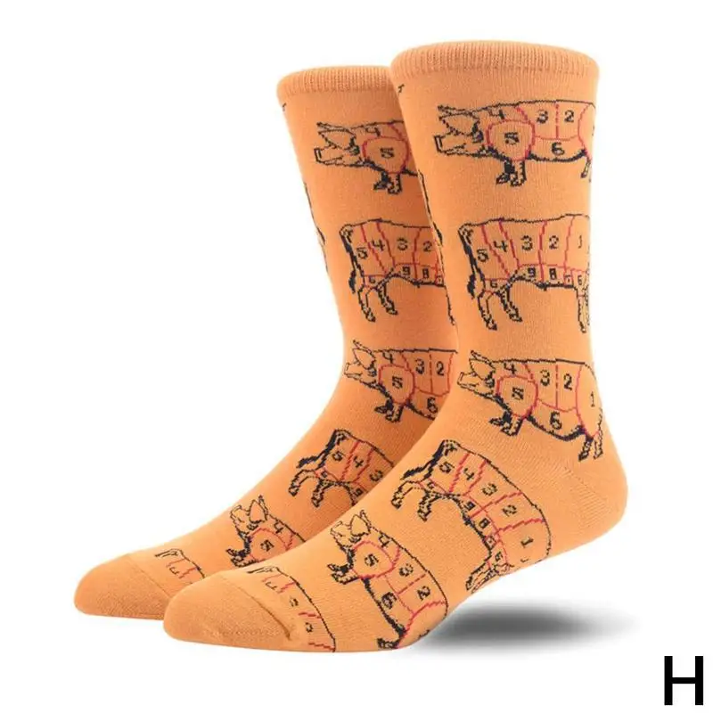 Мужские хлопковые носки с принтом животных, кошек, рыб, оленей, слонов, собак, свиней, собак, носки для катания на велосипеде, мужские носки - Цвет: 21