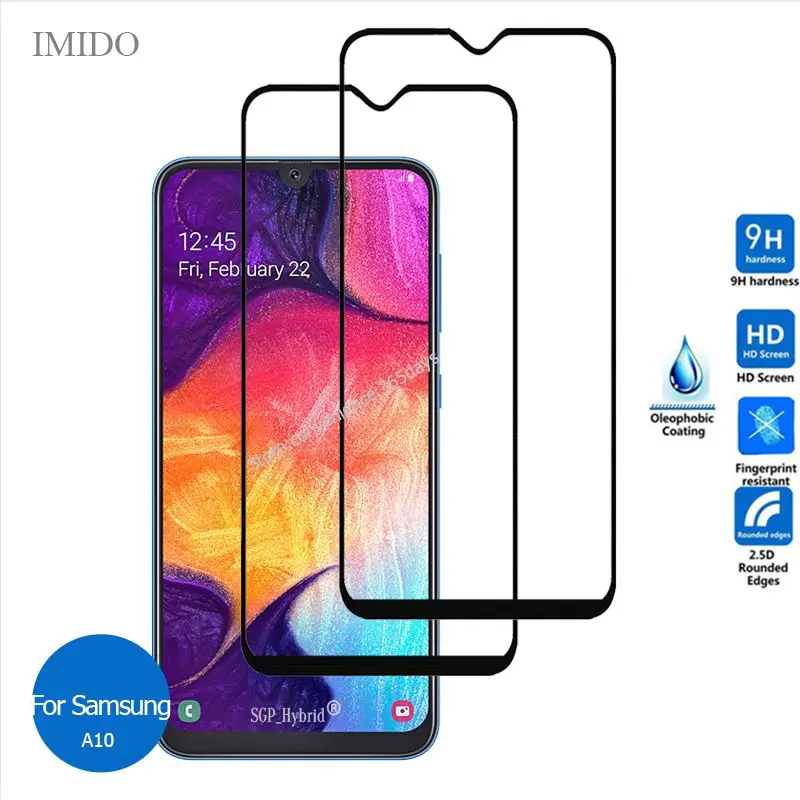 

2Pcs For Samsung Galaxy A10 Full Cover Tempered glass Screen Protector 9h Safety Protective Film on A 10 105F Sm A105F Sm-A105F