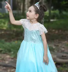 Платья для девочек летние платья для девочек льда и снега Qiyuan юбка принцессы 61 детская одежда для представлений