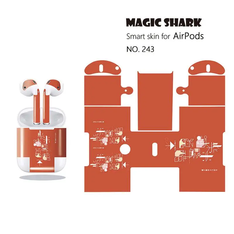 Волшебная Акула 2.5D стерео Смешные китайские слова наклейка пленка наклейка чехол для гарнитура для airpods 236-245 - Цвет: 243