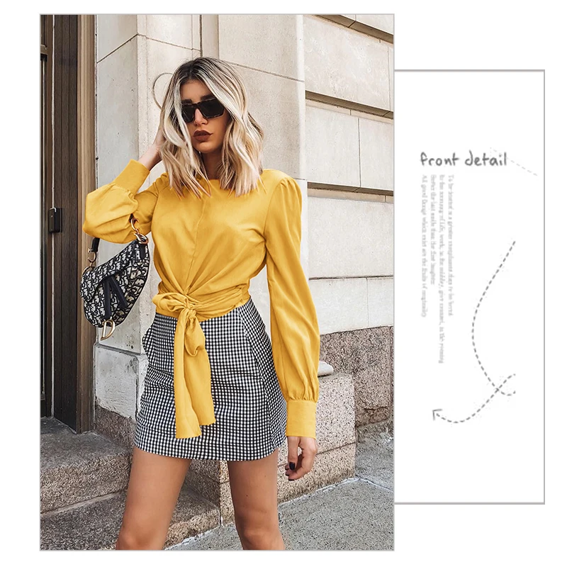 Backless Crop Top Mujer T Shirt Women Sexy Long Sleeve T Shirts Ladies Plus Size Tops Spring Short Tshirt Bandage Solid T-shirt  (6)