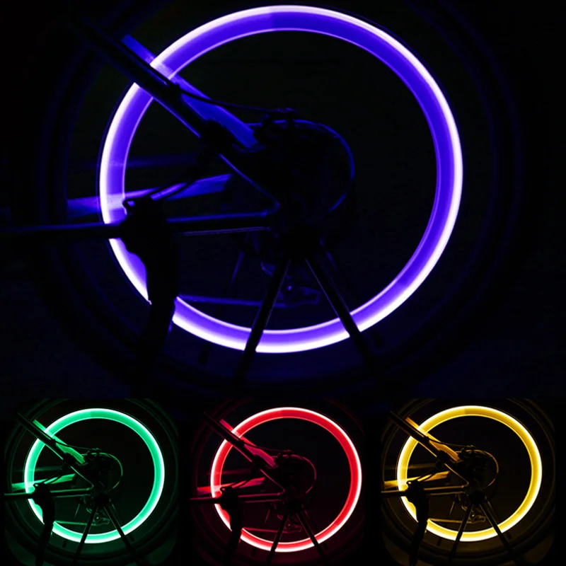

1pcs Bicycle Wheel Tire Valve Caps Lights LED Cycling Spokes Lantern Bike Lamp Bicycle Accessories Color blue Green Pink Yellow