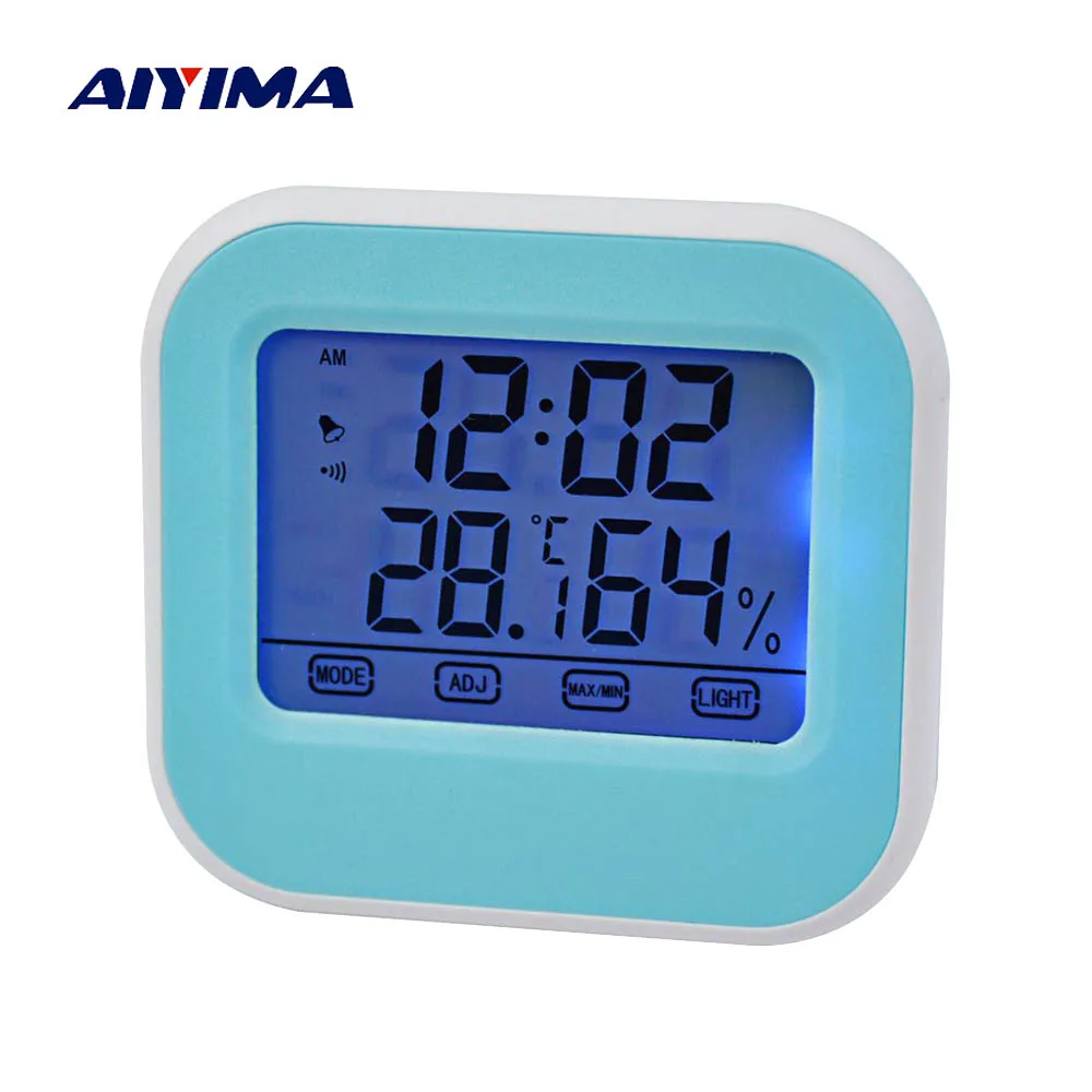 

Aiyima 1Pcs Weather Station Thermometer Hygrometer Touch Screen Termometro Digital Forecast Sensor Clock