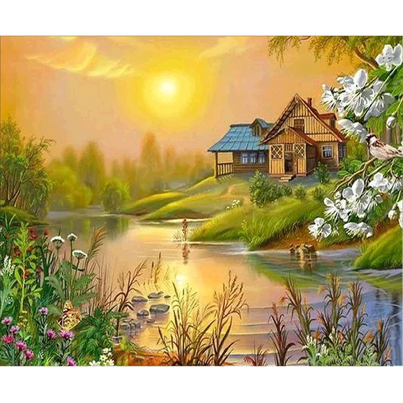 5D Hut Diamond Mosaic Diamond Embroidery Painting Rhinestone Cross