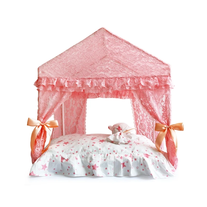 Princess Home For Dog Luxury Winter Summer Pet Court Kennel House With Cushion Bed Mats For Puppies Animal Yorkshire BeddingS Princess Home For Dog Luxury Winter Summer Pet Court Kennel House With Cushion Bed Mats For Puppies Animal Yorkshire BeddingS