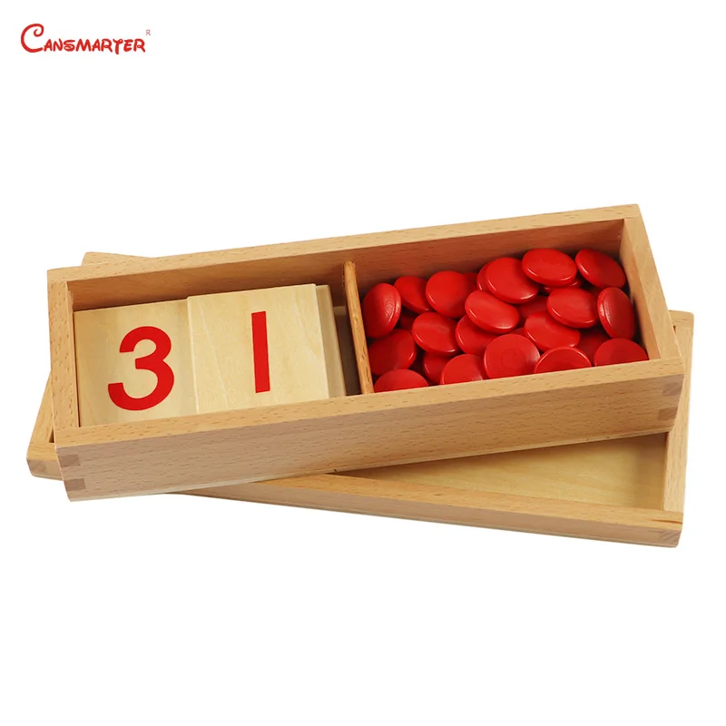 Номер 1-10 паззлы с коробкой математические игрушки Beechwood материалы montessori учебные пособия профессионально игрушки игры для детей MA008-3 - Цвет: Красный