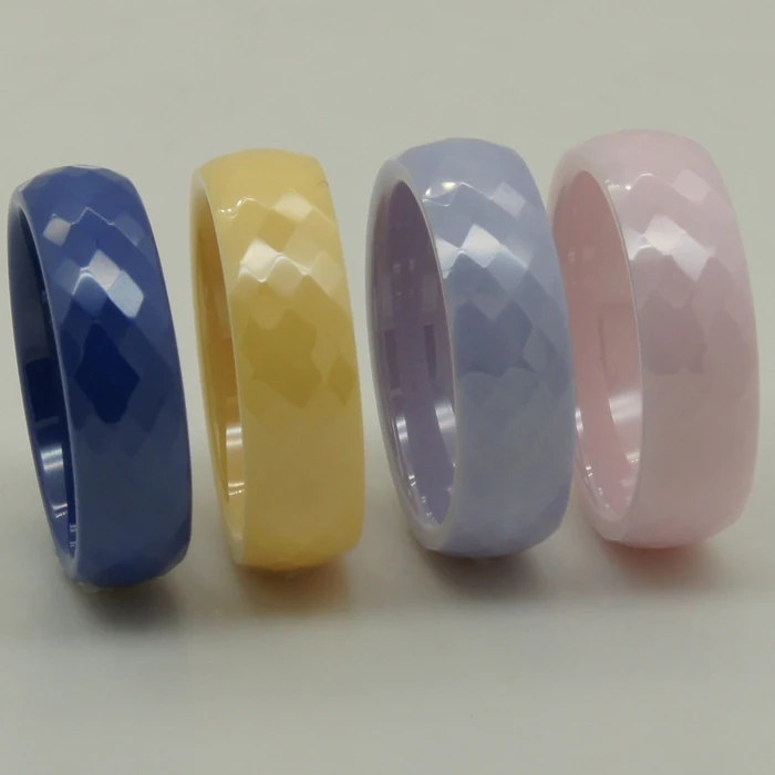 6mm width women /girl amazing rare colorful blue multi facet scratch proof ceramic ring 1pc