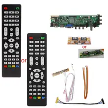 V56 V59 ЖК дисплей ТВ драйвер платы DVB-T2 + 7 ключ зажигания ИК 4 ламповый инвертор LVDS комплект 3663