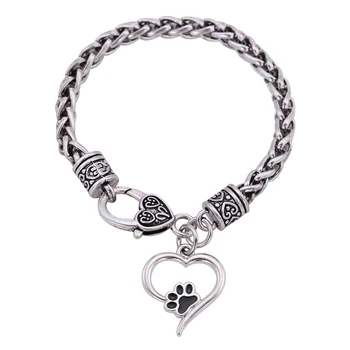 

Skyrim Animal Jewelry Dog Footprints Pendant Bracelets Talisman DIY Jewelry Bangle For Man Women Heart Shape Bracelet Gift