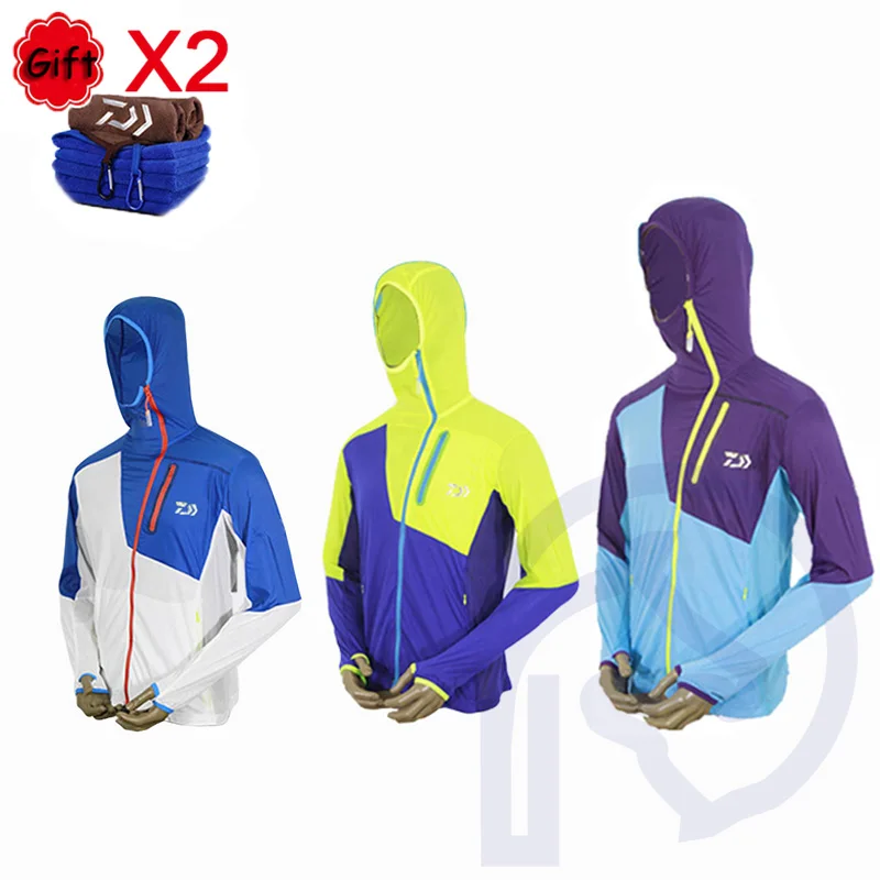 

Spring Summer Fishing Suits Men's Breathable Sun Protection Outdoor Sportswear Long Sleeve Hooded Fishing Coat Fsihing Towel
